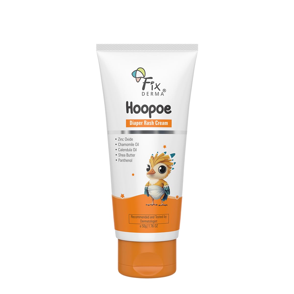 Fixderma Hoopoe Diaper Rash Cream for baby with Zinc Oxide & Panthenol | Prevent Rashes, Redness & Irritation | Baby Rash Cream | Dermatologist Tested (50G)
