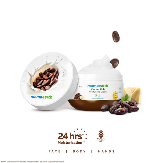 Mamaearth Cocoa Rich Moisturizing Cream with Cocoa Butter & Vit E for Deep Nourishment 50g | For Face, Hand & Body | 24H Long-lasting Moisturization | Non-Greasy & Quick Absorbing | All Skin Types
