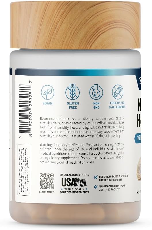 Snap Supplements Nerve Health Support with Lion's Mane, Organic Turmeric & Herbs – Neuropathy Supplement for Mental Clarity, Focus & Healthy Nerve Function* – 60 Capsules