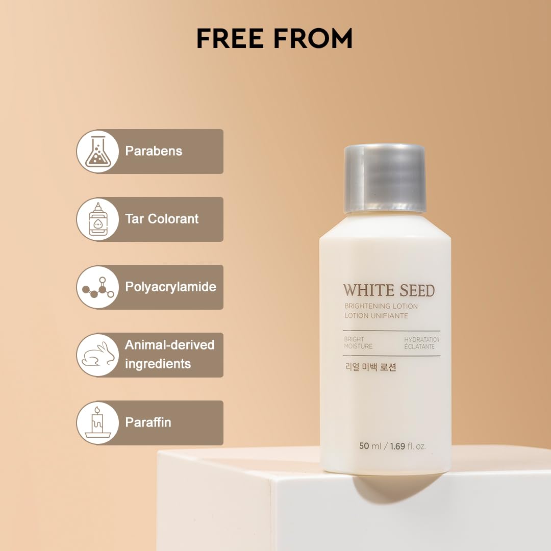 The Face Shop White Seed Brightening Face Lotion with Niacinamide & Vitamin B | For Dark Spots, Dullness & Acne Scars| Suitable for Normal, Oily, Dry, Combination Skin | Sulphate & Paraben Free, 50ml