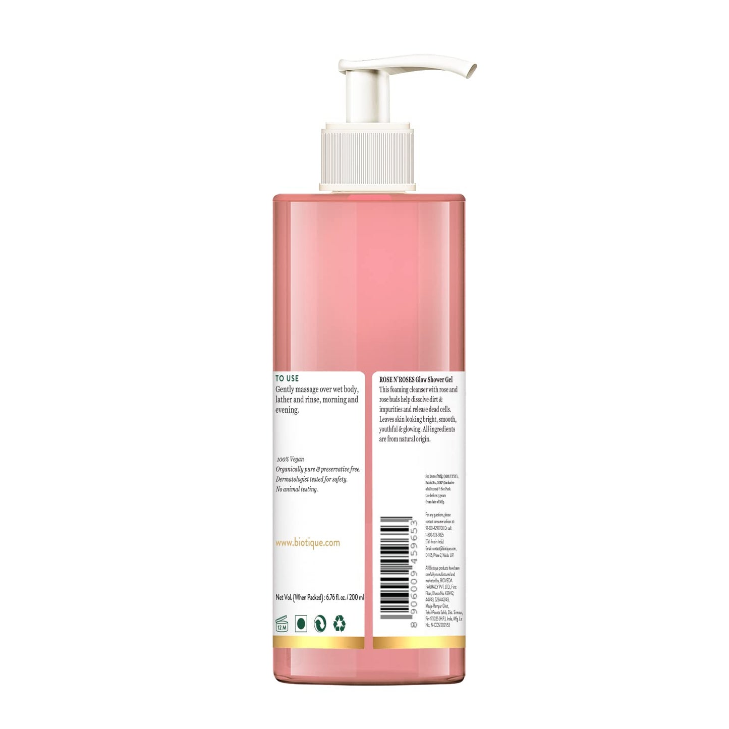 Biotique Advanced Organics Rose N'Roses Glow Shower Gel 200Ml