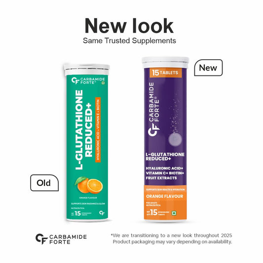 Carbamide Forte Glutathione Effervescent | Japanese Reduced L Glutathione 600mg with Vitamin C, Hyaluronic Acid, Vitamin E & Biotin - 15 Effervescent Tablets