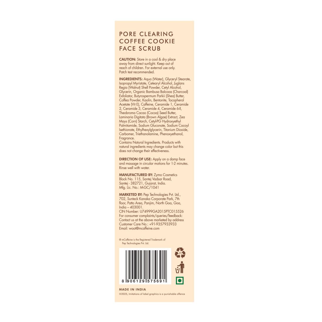 mCaffeine Pore Clearing Coffee & Cookie Face Scrub | Remove Blackheads, Detan & Exfoliate Dead Skin | 4.5% Exfoliants - Walnuts, Coffee, Charcoal, Clay | Glowing Skin Face Scrub for Women & Men - 100g