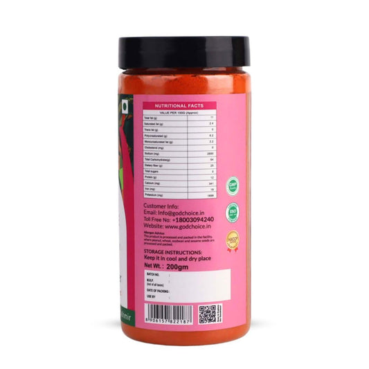 GOD CHOICE ORGANIC FARMS Kashmiri Chilli Powder 200G||Sourced from the valley of Kashmir|Stoneground|100% Pure With Natural Oils Intact|No Artificial Colours or Additives|Organic Spicy Masala