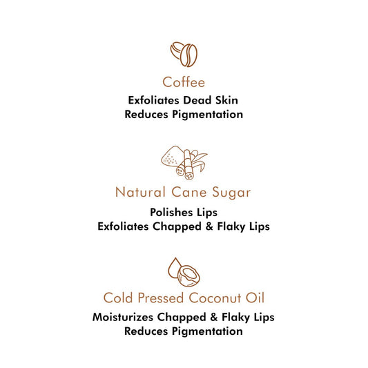 mCaffeine Coffee Lip Scrub Balm - 85% Reduction in Dark Lips & Pigmentation | Heals Dry & Chapped Lips | With Natural Sugar, Cold Pressed Coconut Oil & Coffee Scrub | 100% Vegan (12gm)
