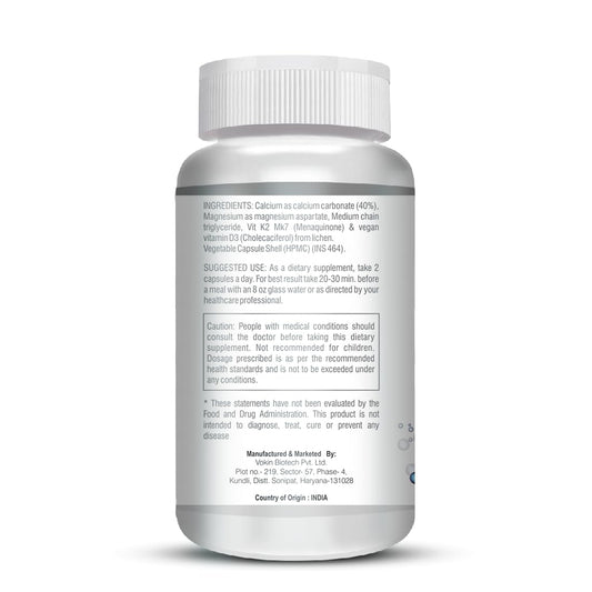 Vokin Biotech Calcium with Magnesium, Vitamin D3 & Vitamin K2- Mk-7 - Support Bone Health- 572mg - (90 Capsule)