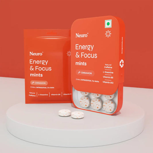 NeuroGum Energy Caffeine Mints - Sugar Free with L-theanine + Natural Caffeine + Vitamin B12 & B6 - Energy & Focus Supplement for Women & Men Vegan, Cinnamon Flavor | Pack of 2 (24 Mints)