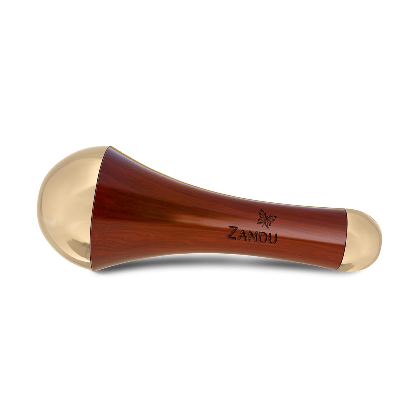 Zandu Ayurvedic Dual Sided Kansa Wand Massager | 100% Bronze & Teakwood handle– Portable Face, Neck, Body & Foot Massager | Promotes Relaxation & Improves Blood Circulation | Face Yoga Wellness Tool