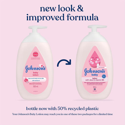 Johnson's Baby Lotion | 100% Natural Plant Oil Based | 24H Moisturized & Soft Skin | 500ml