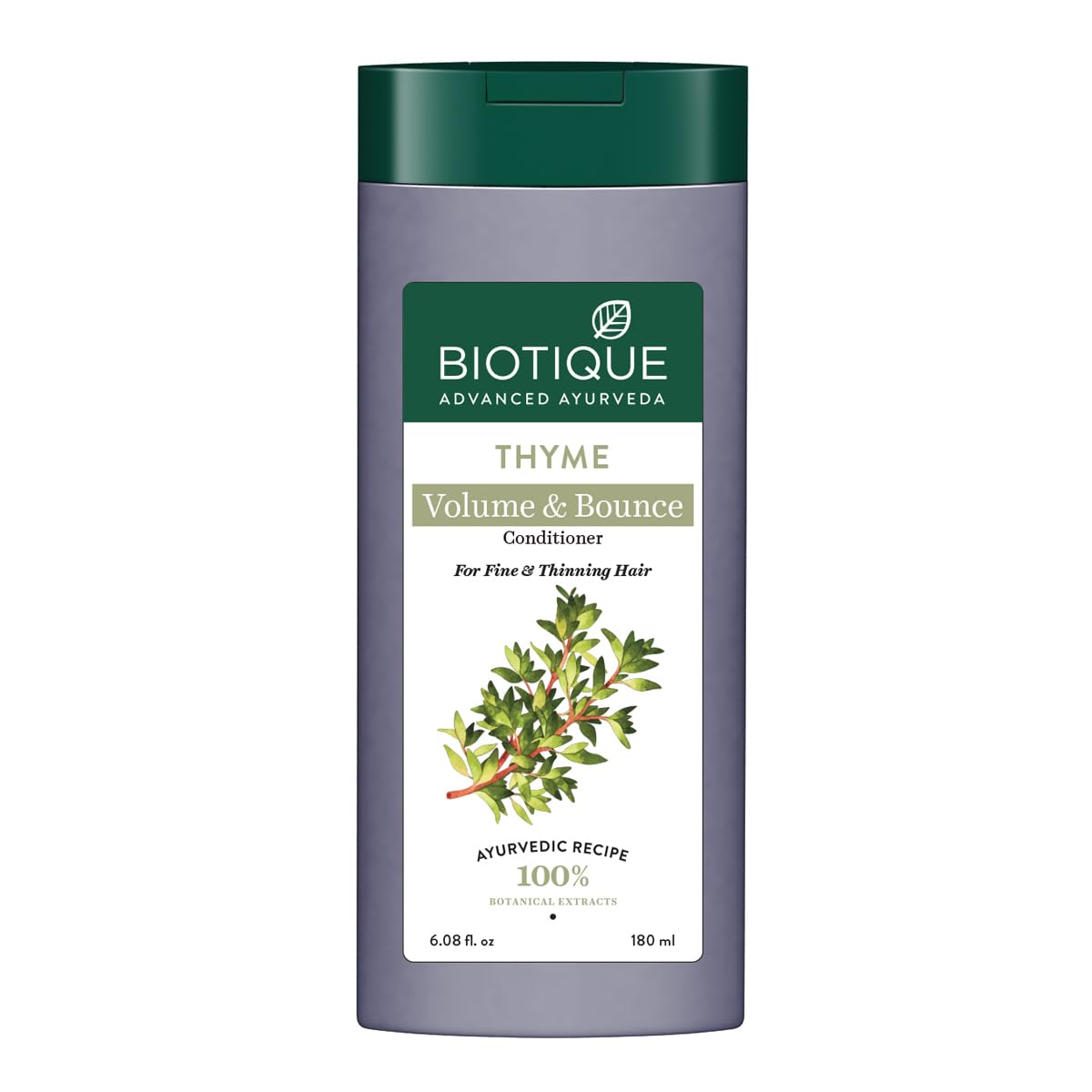 Biotique Thyme Volume Conditioner For Fine And Thinning Hair | Gives Volume And Bounce To Hair | Helps In Thicken Follicles |Suitable For All Skin Types | 180Ml, Peppermint, 180 Millilitre
