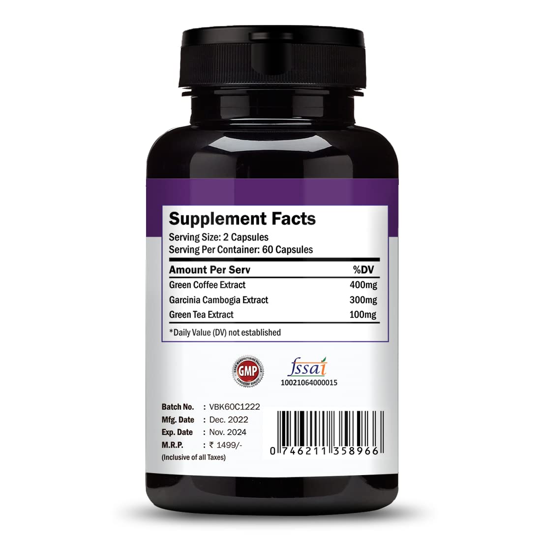 Vokin Biotech Keto Advanced with Green Coffee Extract For Weight Management | Appetite Control Supplement for Men & Women 60 Capsules (Black)