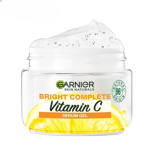 Garnier Skin Naturals, Night Cream, Anti-Dark Spots & Brightening, Bright Complete Vitamin C Yoghurt, 40 g & Garnier Brightening Moisturiser, Serum Gel, Infused with Vitamin C and Lemon, 45g