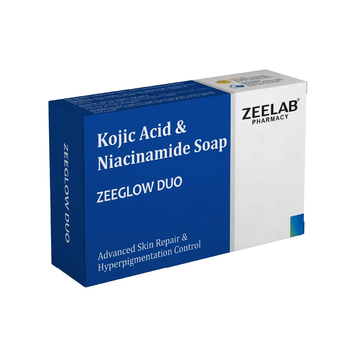 ZEEGLOW Duo Soap 75g | Kojic Acid & Niacinamide Skin Brightening Soap | Helps Reduce Dark Spots, Tanning & Uneven Skin Tone | Deep Cleansing Bar for Oily & Combination Skin