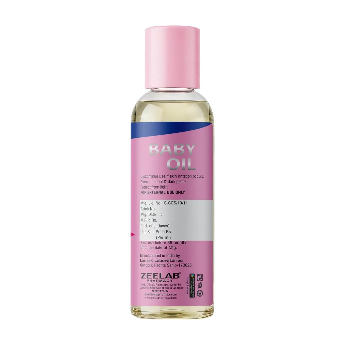 Zeelab Baby Oil 200ml | Gentle Baby Massage Oil for Soft & Moisturised Skin | With Sesame Oil, Olive Oil, Almond Oil, Vitamin E & Vitamin D3 | Daily Baby Skin Care Oil