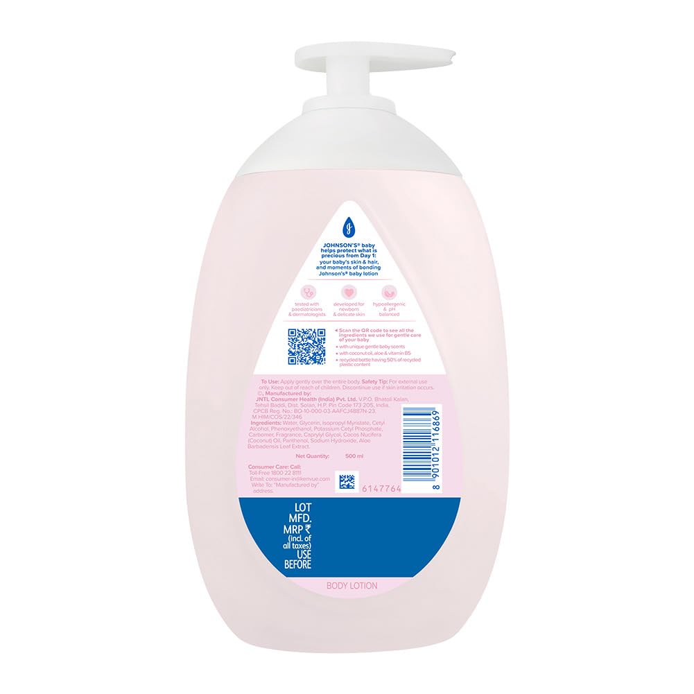 Johnson's Baby Lotion | 100% Natural Plant Oil Based | 24H Moisturized & Soft Skin | 500ml