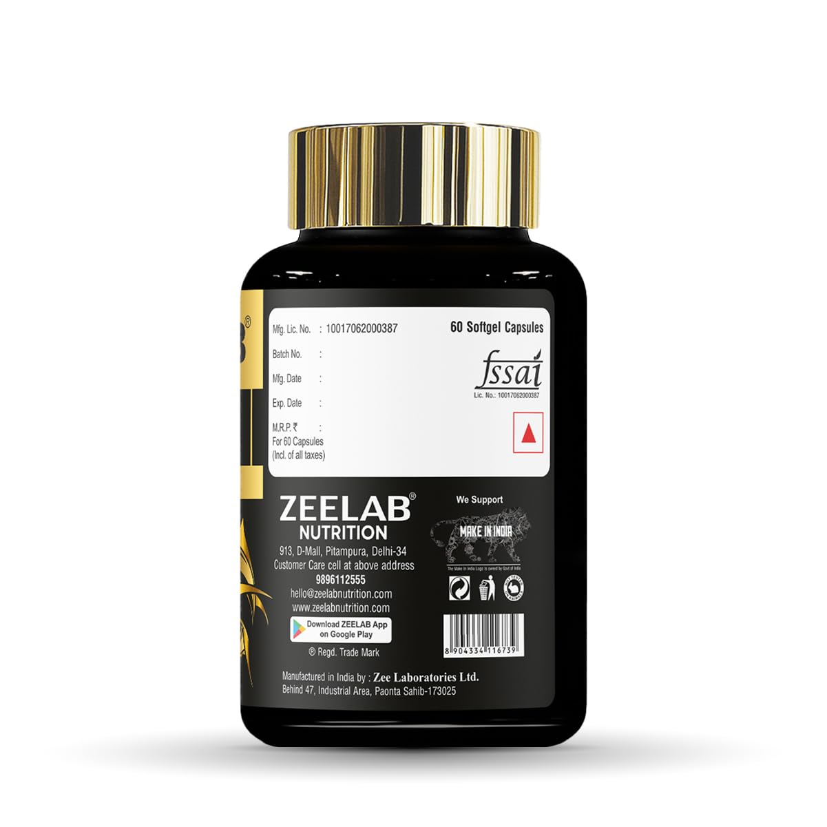 Zeelab Omega 3 Fish Oil Capsules with EPA & DHA – Supports Heart, Brain, Eye, Joint Health – Helps Maintain Cholesterol & Triglyceride Levels – For Men & Women – 1000mg Softgels