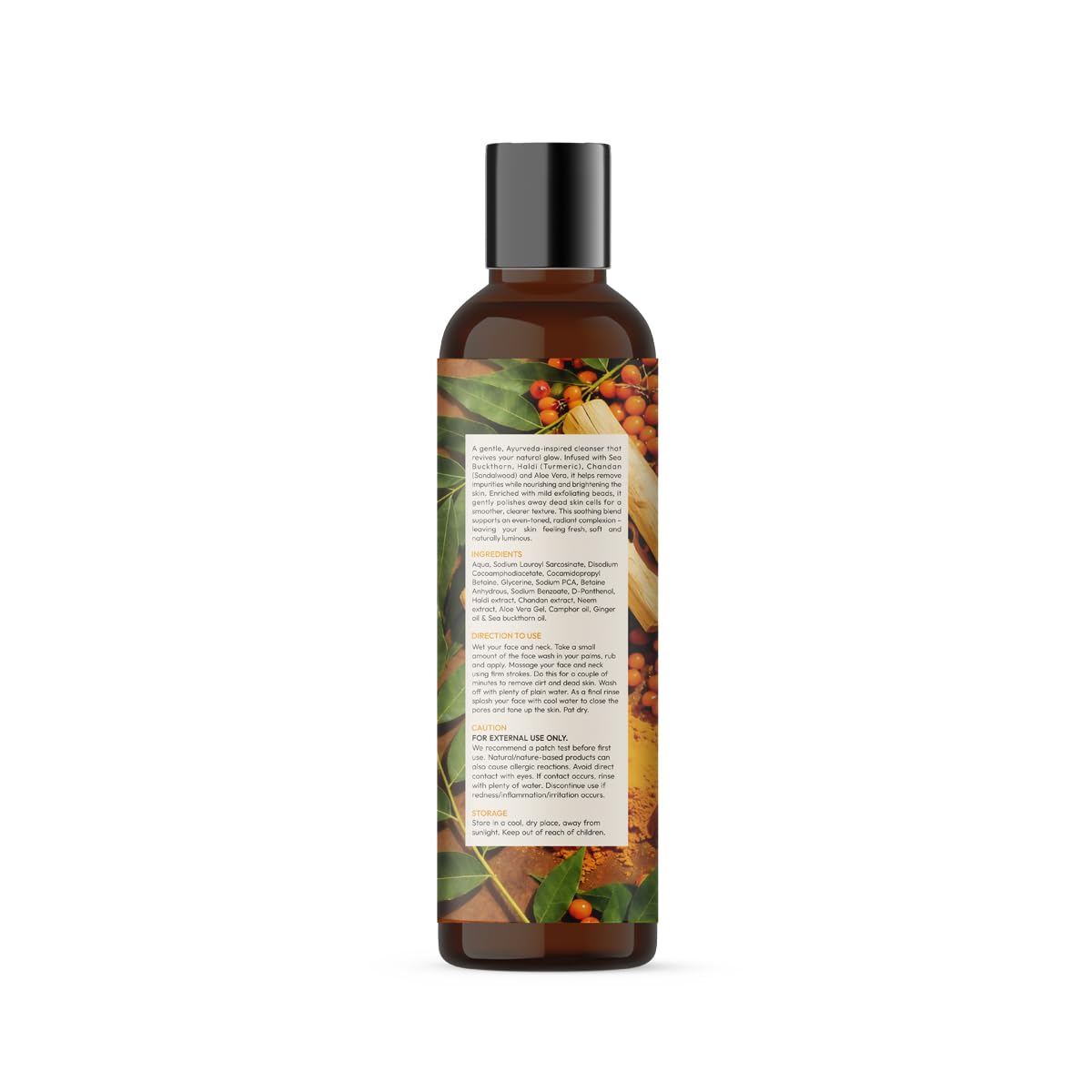 Wellwith(Ayuzera) Ubtan Face Wash With Beads (110ml, Pack of 1) | Haldi (Turmeric) Extract, Chandan extract, Neem extract, Aloe Vera Gel, Camphor
