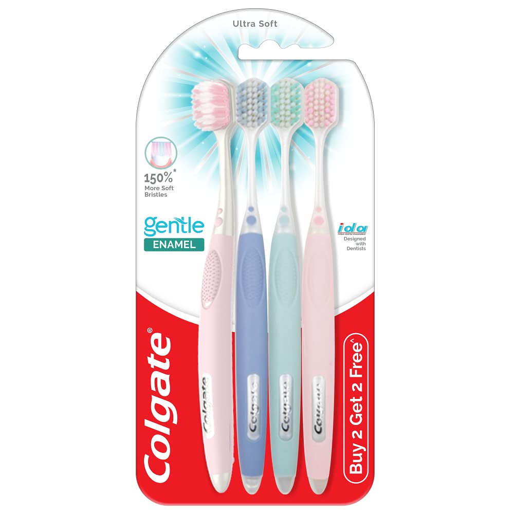 Colgate Gentle Enamel Ultra Soft Bristles Manual Toothbrush for adults, 4 Pcs & Colgate Charcoal Clean Black Gel Toothpaste, Pack of 120g Deep Clean Colgate Toothpaste