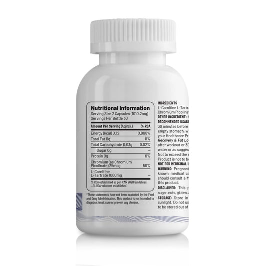 Unived L-Carnitine L-Tartrate 1000mg, Supports use of Fat for Energy, 60 Vegan Caps