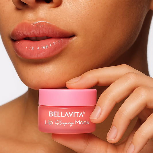 Bellavita Lip Sleeping Mask For Smooth, Soft & Plump Lips | 12hrs of Intense Hydration | Repairs Dry & Chapped Lips | Prevents Pigmentation | Soothes Dryness | Strawberry - 9.8g