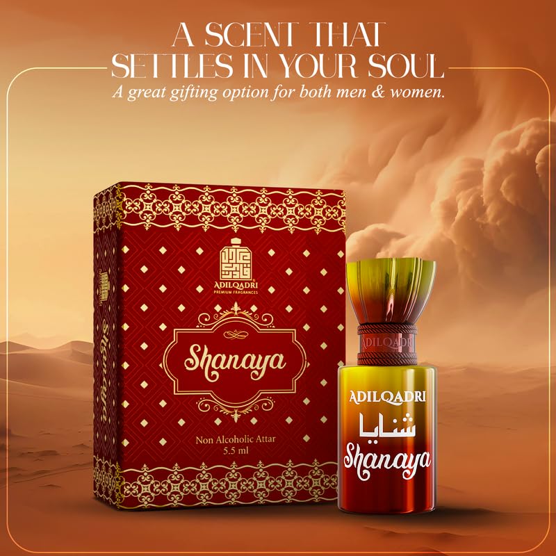 Adilqadri Shanaya Attar for Men & Women | Arabic & French Blend | Chocolate, Amber & Wood Fragrance Notes | Long-Lasting Non-Alcoholic Roll-On Attar | Ideal Gift |5.5ML Pack