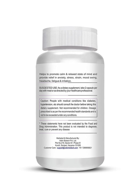 Vokin Biotech Stress Reliever Capsule Support for Stress, Fatigue and Tension (Gold standard Ashwagandha, Brahmi, Jatamansi- General Wellness | (90 Capsules)