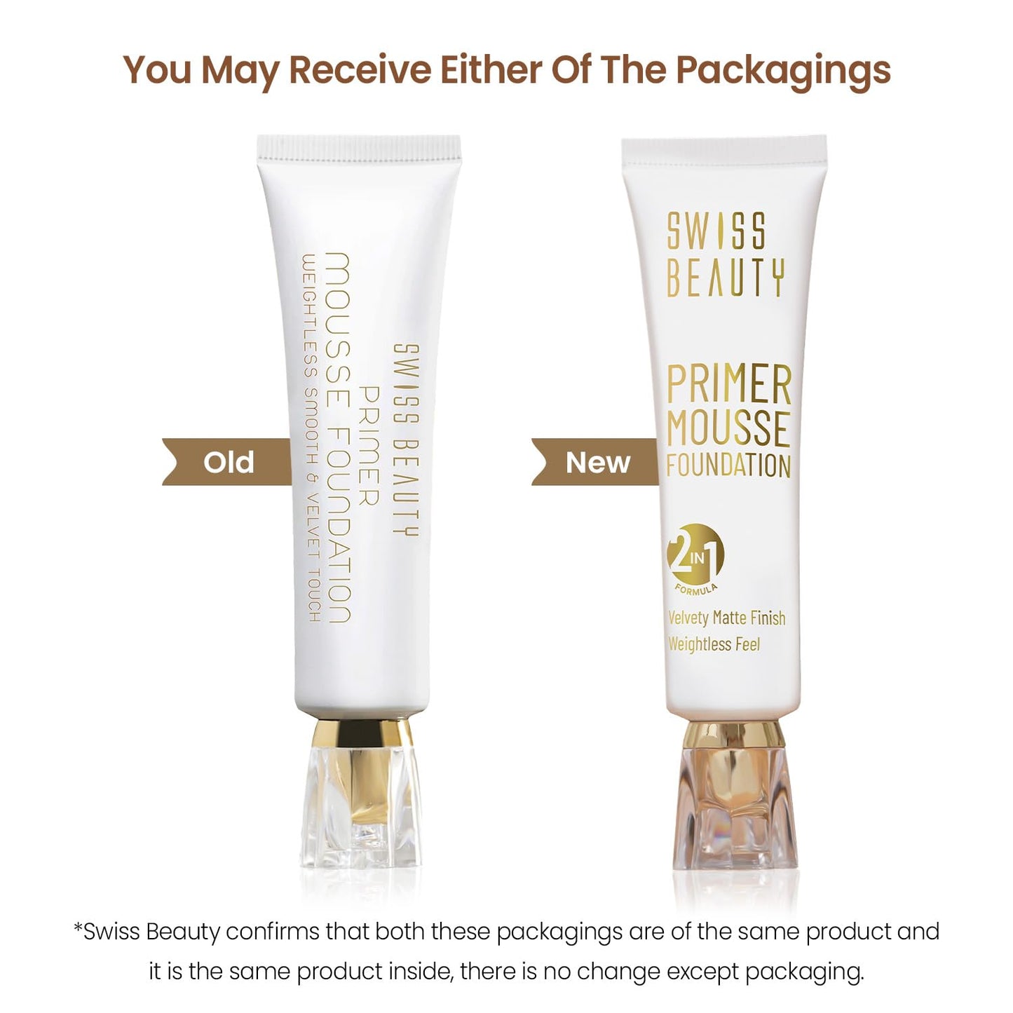 Swiss Beauty Primer Mousse Foundation Weightless Smooth & Velvet Touch, Matte Finish, Face Makeup, Natural Beige, 30ml