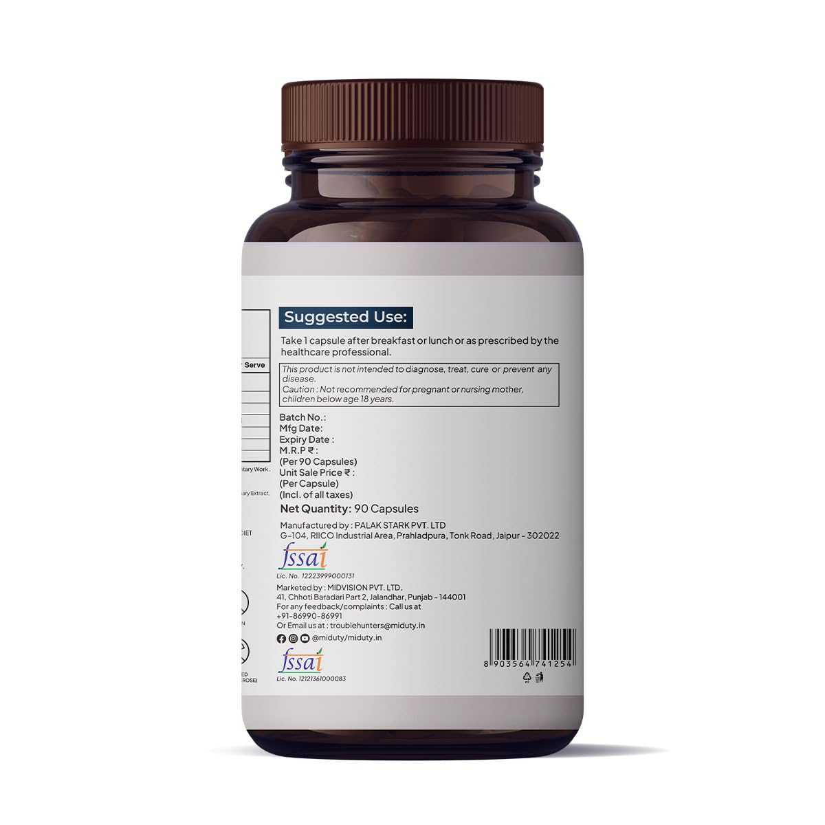 Miduty by Palak Notes Liposomal Vitamin C Supplement Bioavailability, Antioxidant Vitamin, Skin Rejuvenation & Immunity Booster Body Detoxification - Zeal Technology - 90 Capsules