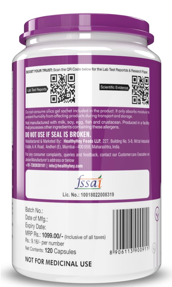 HealthyHey Nutrition Vitamin B6 Pyridoxine -120 Veg. Capsules