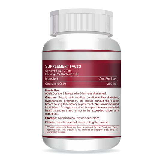 Vokin Biotech 100% Natural Coenzyme Q-10 Extract 250MG For Heart Health and Energy Metabolism (90 Tablets)