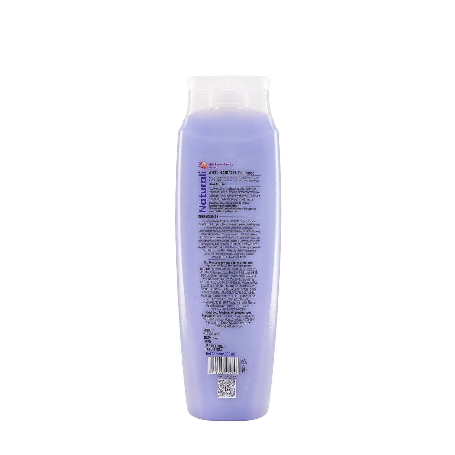 Naturali Anti Hairfall Shampoo | 3x Hair fall Control | With Rosemary, Biotin and Ginseng | No Sulfate No Paraben | Rosemary Shampoo for Hair Growth | 200 ml