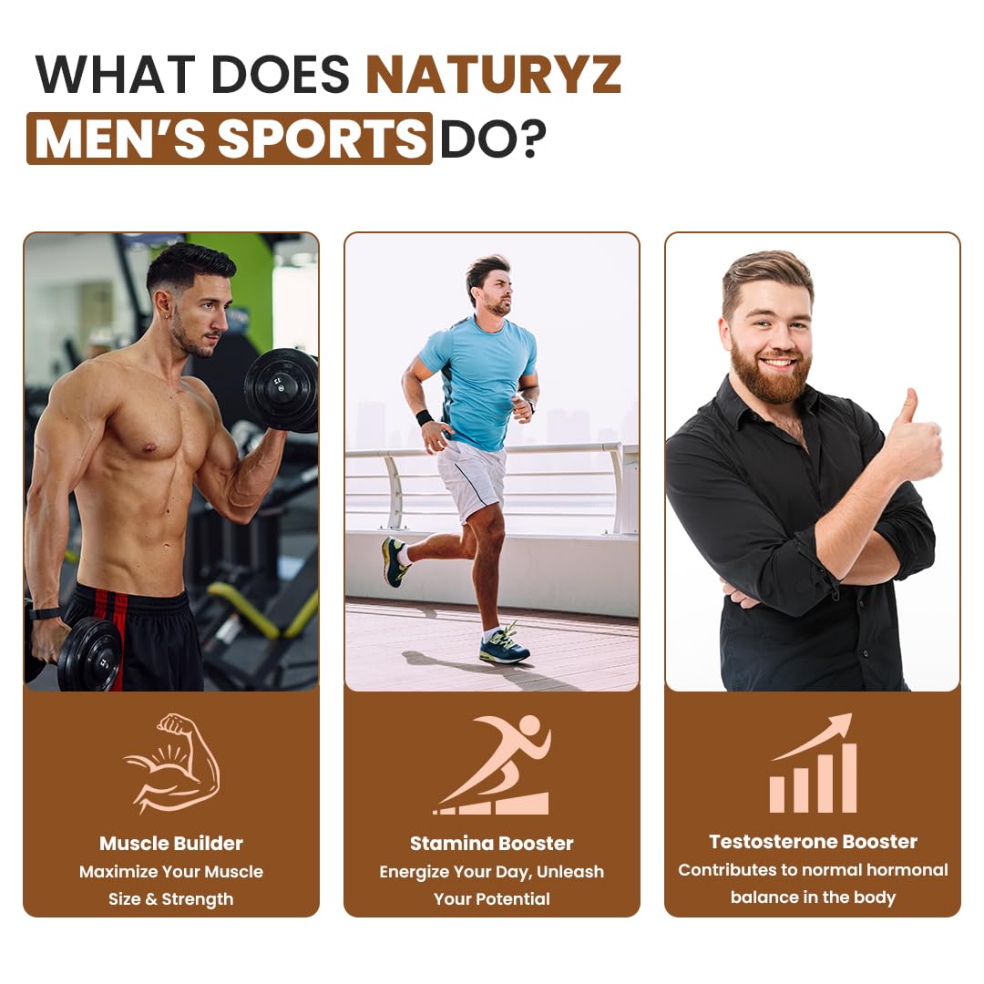 Naturyz Men's Sport Advanced Daily Immunity Supplement Specialized Multivitamin Tablet -Pack of 60 count