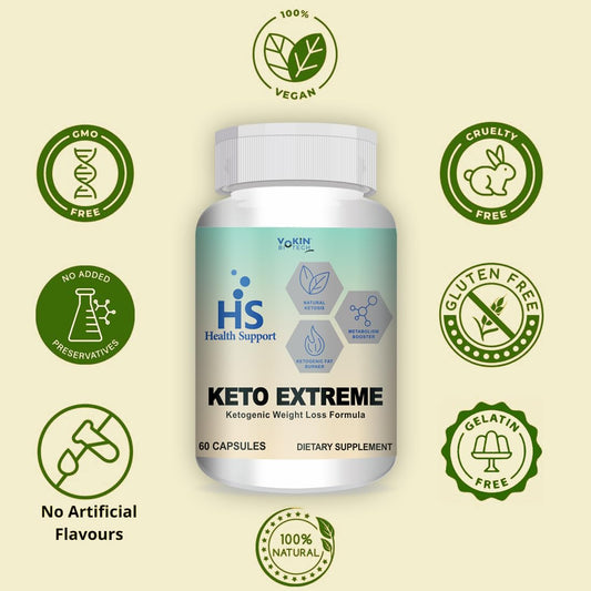 Vokin Biotech Keto Extreme Ketogenic Weight Loss Formula with Garcinia Cambogia Extract Fat Burner | Metabolism Booster (60 Capsules)