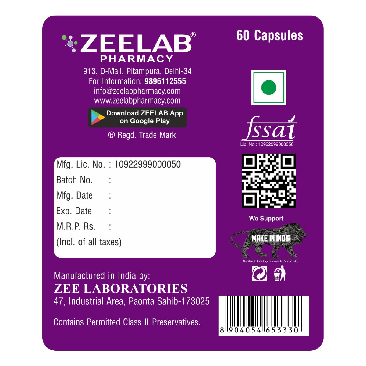 Zeelab Melatonin 10mg Capsules | Sleep Support Supplement for Men & Women | Promotes Relaxation, Restful Sleep & Healthy Sleep Cycle – 60 Capsules