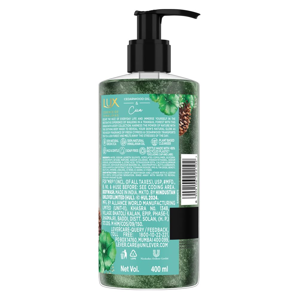Lux Essence of Himalayas | Cedarwood Oil & Cica|100% Natural himalayan oil | Soothing Body Wash 400 ml