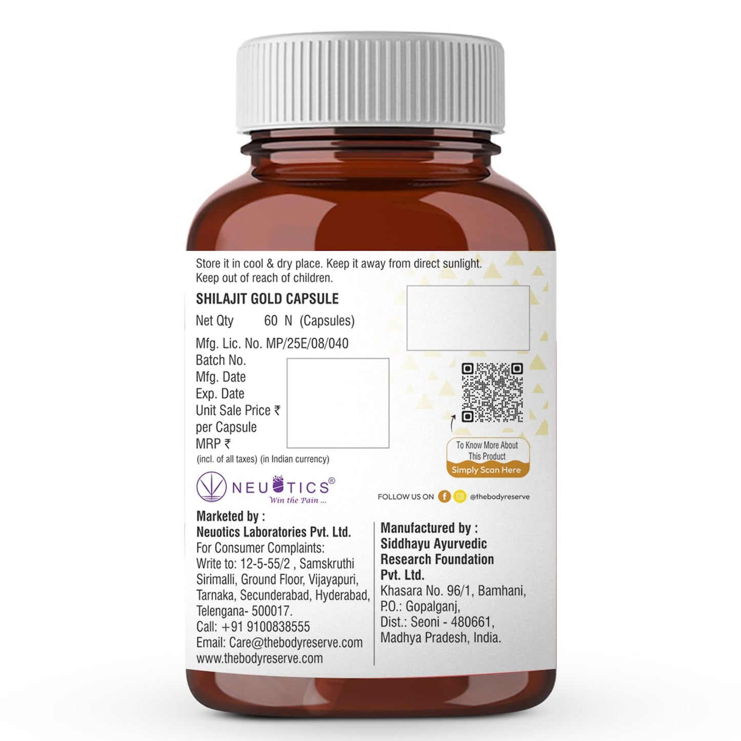 The Body Reserve Shilajit Gold Capsules For Men Himalayan Shilajeet With 24 Carat Gold, Gokshura, Ashwagandha, Kali Musli & Other Herbs For Stamina, Muscle Growth & Energy Ayurvedic 60 Veg Capsules