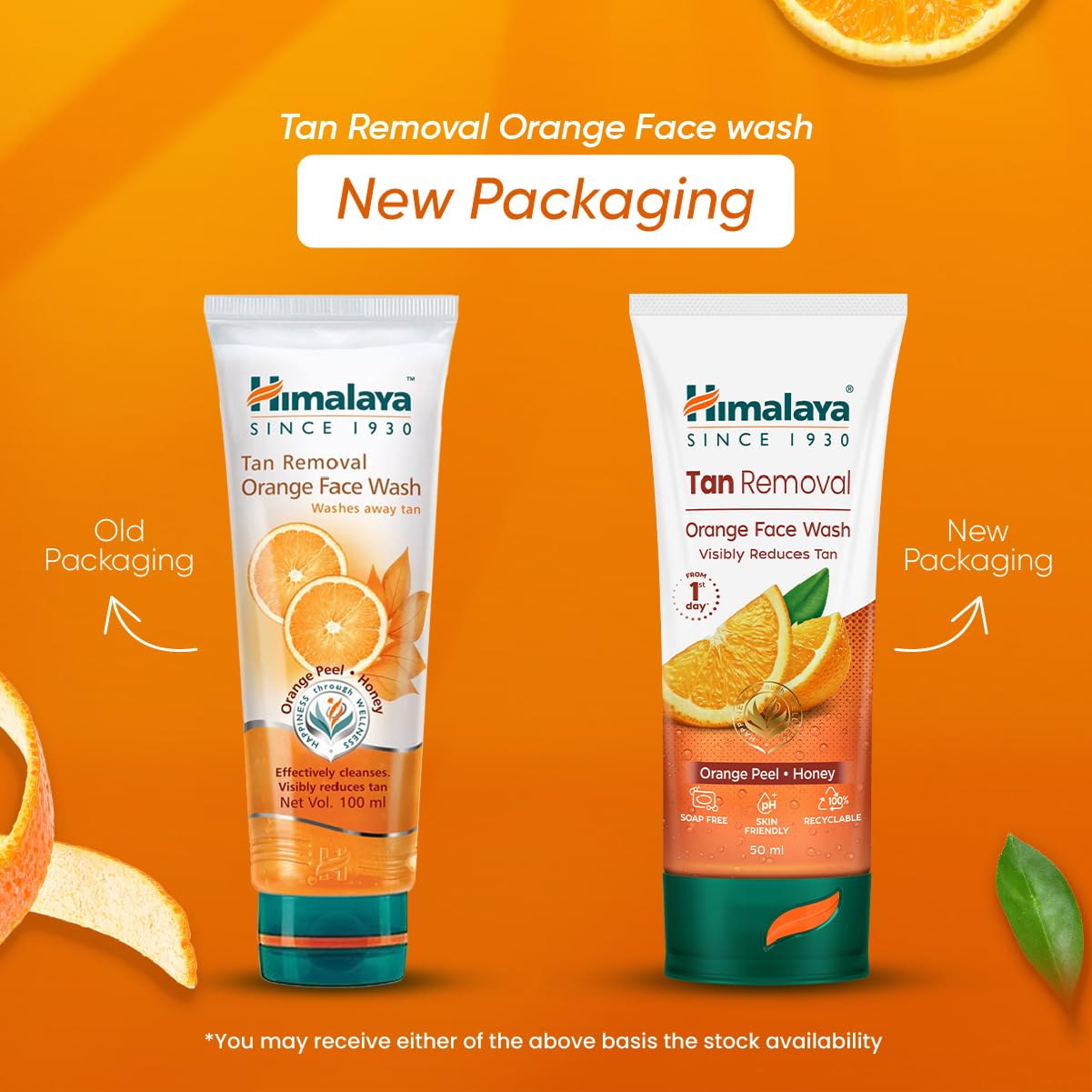 Himalaya Tan Removal Orange Face Wash | Deeply Cleanses & Reduces Tan | with Orange Peel, Papain & Honey | Exfoliates Dead Skin | Dermatologically Tested | For Men & Women | 50ml