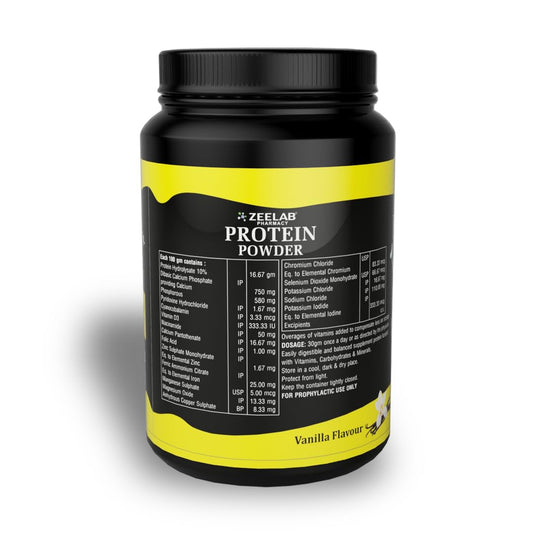 Zeelab Protein Powder 500g Vanilla Flavour | Health And Nutritional Protein Drink For All Age Group | 25 Vital Nutrients to Support Strength, Immunity and Active Life (Vanilla 500g)