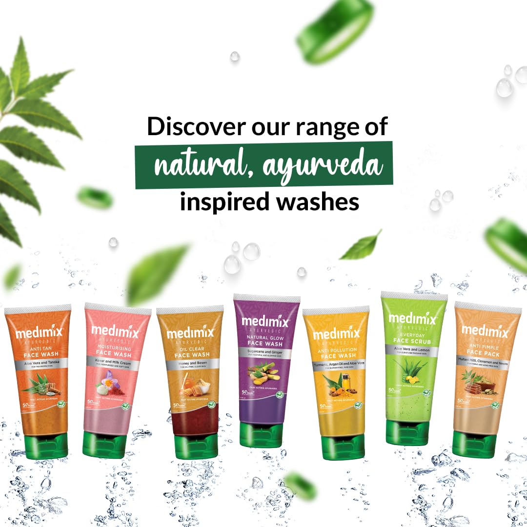 Medimix Ayurvedic Anti Pimple Face Wash 175ml | With Neem, Aloe Vera, and Turmeric | Helps reduce & prevent pimples | Natural | Herbal | Paraben-free | Soap-free | SLES-Free