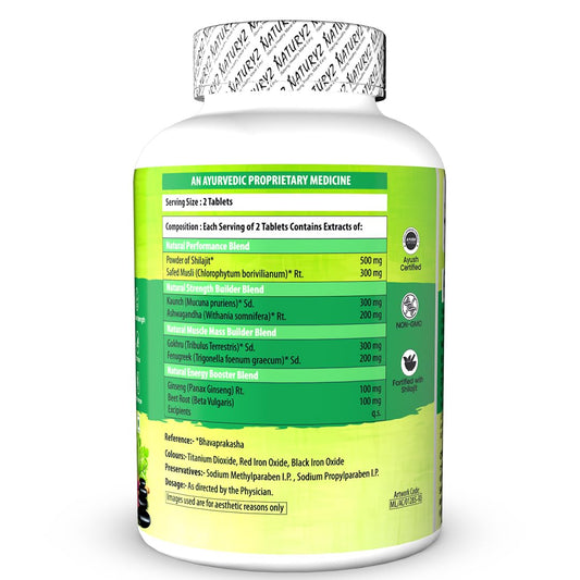 Naturyz VEDA T-MAX Booster with Shilajit, Safed Musli & Ashwagandha | Ayurvedic Strength, Stamina & Energy Support | High Absorption Formula for Men & Women | 90 Tablets