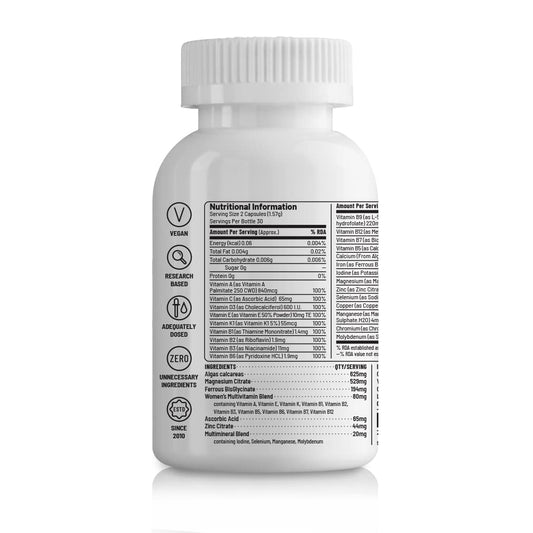 Unived Basics Multivitamin & Minerals For Women, 100% Rda Of All Vitamins With Algae Calcium & Plant-Based Vitamin D3 Plus Important Minerals, Complete Formulation For Health & Wellbeing - Capsule