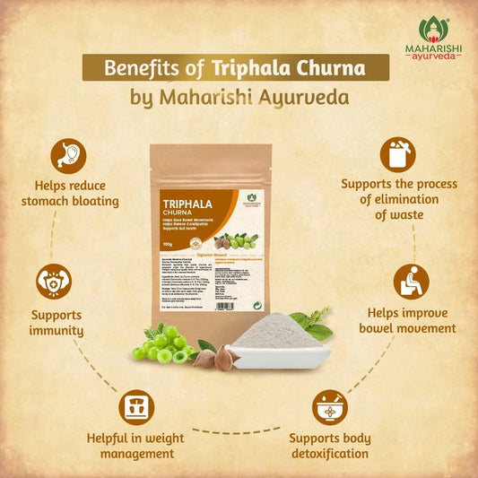 Maharishi Ayurveda Triphala Churna 100 gm | Triphala Powder with Haritaki, Amalaki, Vibhitaki | For Bowel Movement | Relieves Constipation | For Digestion, Gut Health, Gas & Acidity Relief