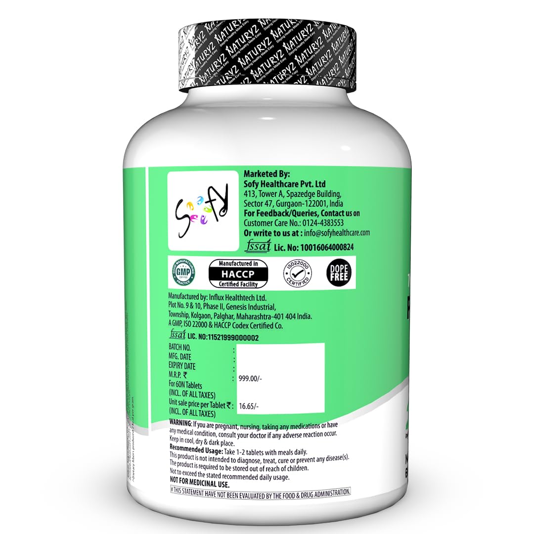 NATURYZ Triple Strength Probiotic 50 Billion CFU with Pre-Probiotic 600mg | Chicory Root | 22 Nutrients for Gut Health | Supports Digestion, Constipation, Gas & Bloating | No Refrigeration | 60 Tablets