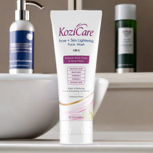 Kozicare Kojic Acid Face Wash | Acno Fight & 2% Salicylic Acid | for Glowing Skin | Reducing Acne & Smoothing Skin | for Women & Men - 100 Ml