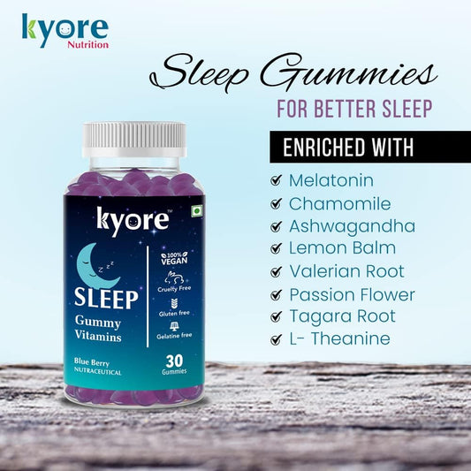 Nutrition Melatonin Sleep Gummies, 7mg Melatonin with Chamomile & Tagar - Blueberry Flavor, Non-Habit Forming, Promotes Restful Sleep | For Adults | 30 Gummies