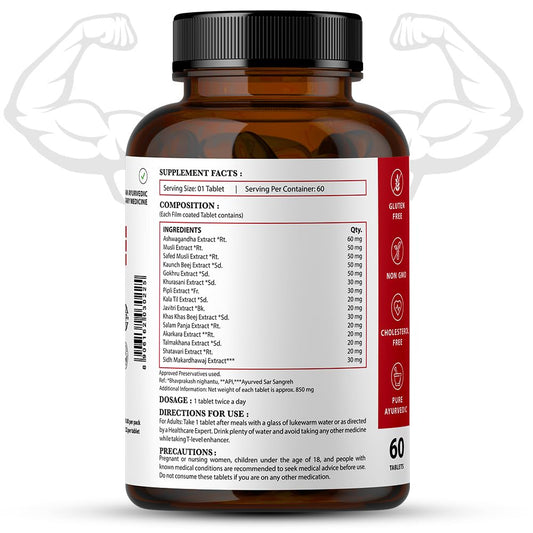 Nirvasa Maxx Josh Testosterone Supplement (500mg, 60 Tabs) | Boosts Testosterone, Muscle Strength & Energy | Enhances Performance, Stamina & Vitality | Ashwagandha, Gokshura & Safed Musli
