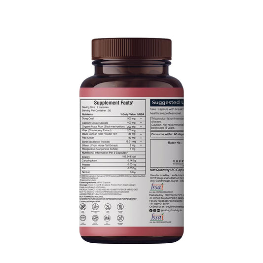 Miduty by Palak Notes Menopause Health Supplement - Hormonal Imbalance - Night Sweating - Mood Swings - Bone health - Helps in PMS symptoms - 60 Capsules