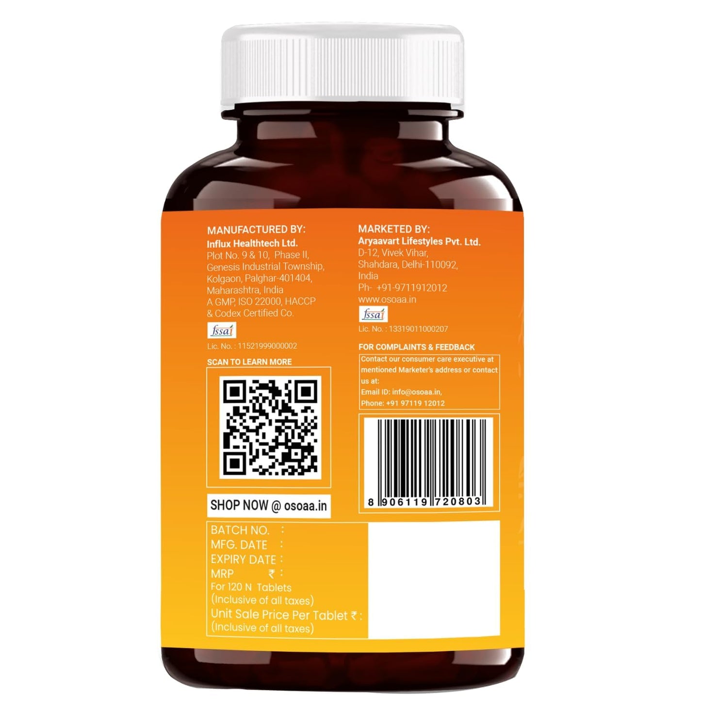 OSOAA Vitamin D3 K2 MK7 Supplement - 120 Tablets | Vitamin D3 (600 IU) | Promotes Calcium Absorption, Bone Health, Muscle Strength & Immunity | Plant Based Vitamin D3- Lichen Source