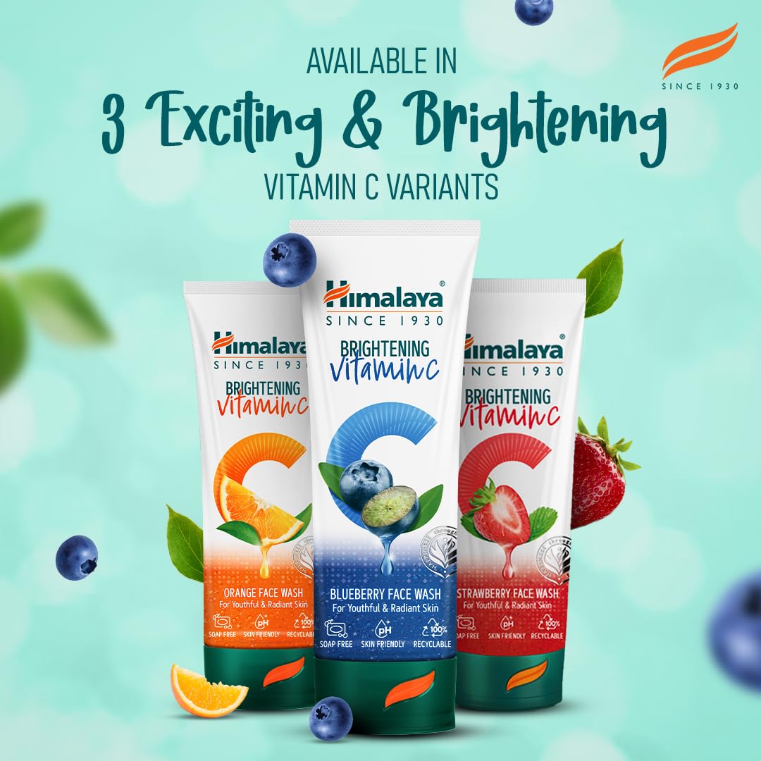 Himalaya Brightening Vitamin C Blueberry Face Wash | Brightening Face Cleanser | Remove Dull Skin | 50ml