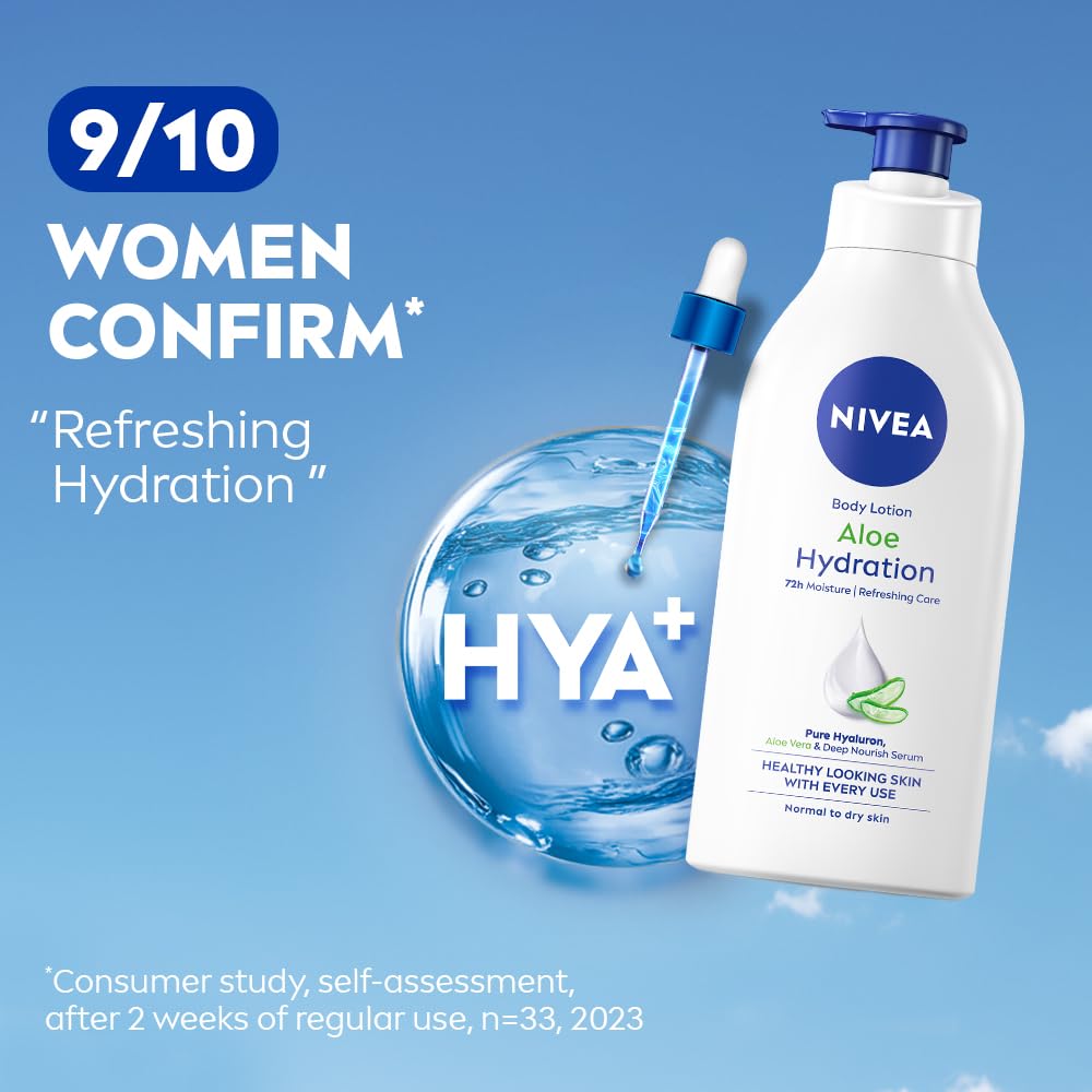 NIVEA Aloe Hydration Body Lotion 600 ml | 72 H Moisturization | Refreshing | Non Sticky Feel | With Goodness of Aloe Vera For Instant Hydrating In Summer | For Men & Women
